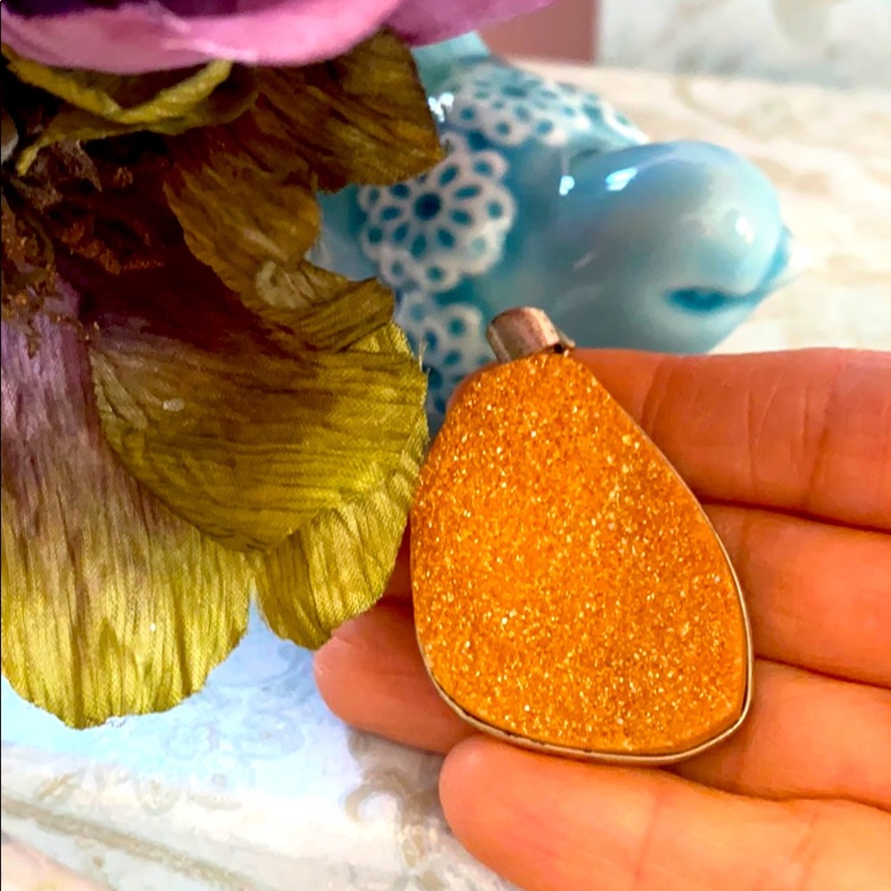 Geode natural stone pendant